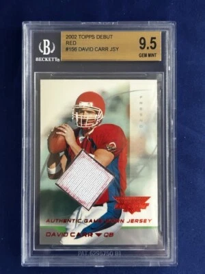 BGS 9.5 GEM MINT 2002 Topps Debut Football Red 156 David Carr Jersey 97/199  - Image 1 of 4