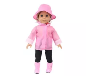 Conjunto 3 de Impermeable Rosa y Pantalones y Sombrero Hecho para 18'' American Girl Muñeca Ropa - Imagen 1 de 3