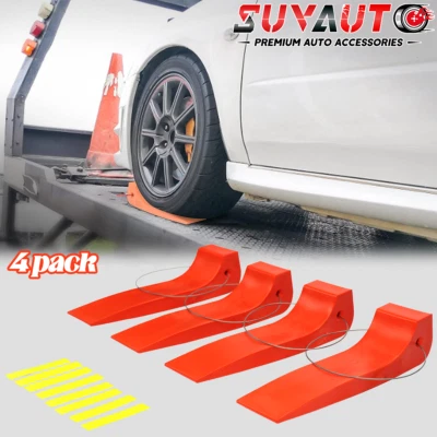 4 Pack Plastic Tire Skates for Tow Truck Wrecker Rollback Carrier Safety Orange - Image 1 of 4
