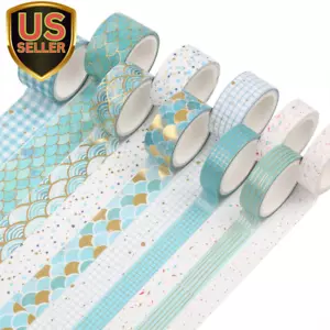 10 Rolls Washi Tape Set,Gold Foil Decorative Masking Tapes for Bullet Journal... - Picture 1 of 1