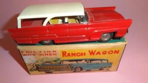 Vtg RANCH WAGON SANYO JAPAN TIN RED FRICTION TOY CAR in ORIGINAL BOX 1970's - Picture 1 of 11