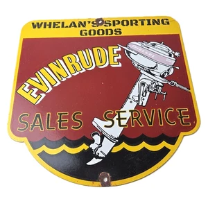 Vintage Evinrude Outboards Sign - Porcelain Marine Boating Fishing Gas Pump Sign - Picture 1 of 14