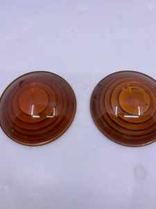 Vintage Kopp Glass Lens Amber Railroad Lamp/Lantern - 5 L. 3 1/2 One Cracked - Picture 1 of 8