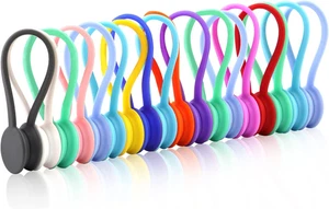 18 Pack Reusable Silicone Magnetic Cable Ties Strong Magnetic Cord Ties for Mana - Afbeelding 1 van 12