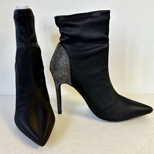 New Lauren Lorraine 6.5 Women’s Monique Black Jeweled Stiletto Ankle Boots - Picture 1 of 9
