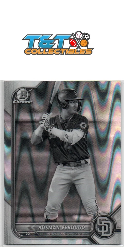 2022 Bowman Draft Chrome Black & White RayWave #161 Rosman Verdugo SD Padres 99 - Image 1 of 1
