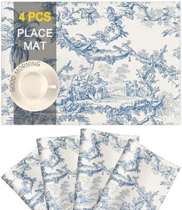 Placemats Set of 4 Linen Table Place Mats - Dining Table Mats Washable Heat R... - Picture 1 of 6