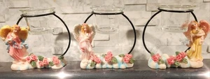 3er Set Teelichthalter Resin Engel & Blumen mit Draht - Bild 1 von 4