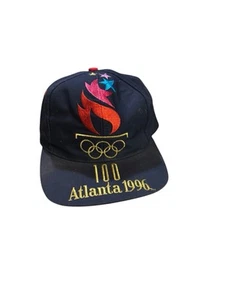 Logo 7 1996 Olympics Olympic Torch Big Logo Snapback Cap Hat Navy Blue Vintage - Picture 1 of 7
