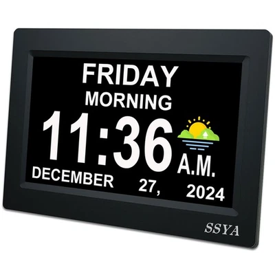7 Inch Calendar Clock - 12 Alarm Options, Level 5 Auto Dimmable Display,Extra... - Image 1 of 4