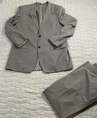 Banana Republic Suit Mens 46L 38x32 Gray Tailored Slim Fit 2 Piece Set Blazer - Image 1 of 4