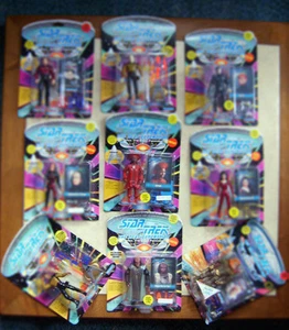 SET 9 STAR TREK NEXT GENERATION ACTION FIGURES GEORDI GUNAN Q LOCUTUS & MORE NEW - Picture 1 of 7