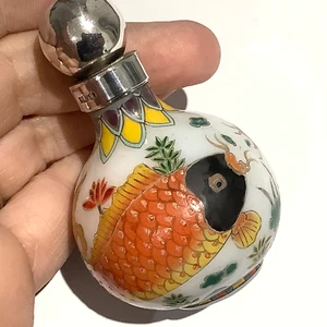 Antique silver 19th century oriental glass perfume/scent bottle vgc. - Picture 1 of 13