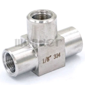 1/8" BSP Innengewinde gleich T-Stück 3 Wege 304 Edelstahl Rohrverschraubung Verbinder - Bild 1 von 7