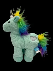 Manhattan Toy Company UNICORN 8” Green Rainbow Silver Heart Soft Stuffed Animal - Picture 1 of 13