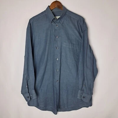 Ermenegildo Zegna Soft Dress Shirt Mens 41 16 Small Blue Button Down Snap L/S - Image 1 of 4
