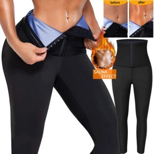 Women Thermo Sweat Sauna Body Shaper Pants Weight Loss Waist Trainer Leggings - Picture 1 of 26