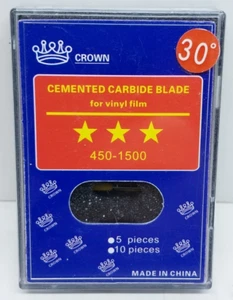 Paquete de 8 cuchillas de carburo cementado Crown para película de vinilo 450-1500 juego de 30 grados - Imagen 1 de 2