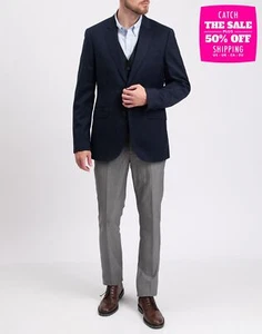 RRP €415 HACKETT Wool Blazer Jacket Size 38R 48R S Fully Lined Plain Notch Lapel - Imagen 1 de 11