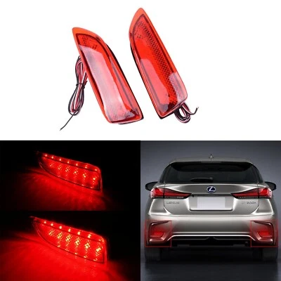 2x Red Lens Bumper Reflector LED Tail Brake Lights For 2011 - 2017 Lexus CT200h - Image 1 of 4