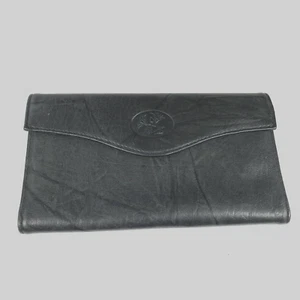 Buxton Julia Heiress Clutch Checkbook Wallet Black Leather Kisslock Coin Purse - Picture 1 of 7