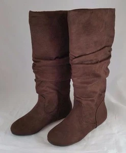 Soda Zuluu S Women's Brown Round Toe Slouchy Knee High Boots Faux Suede - Picture 1 of 1
