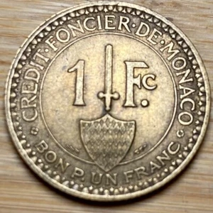 PIECE DE 1 FRANC MONACO 1926 POISSY RARE !!! 100000 EXEMPLAIRES (1214) - Picture 1 of 2