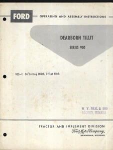 Ford Dearborn Tillit Serie 905 Manual de instrucciones de funcionamiento y montaje - Imagen 1 de 2