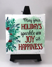 E1 May your holidays sparkle joy BEAUTY OF CHRISTMAS Canvas Easel Plaque Ganz