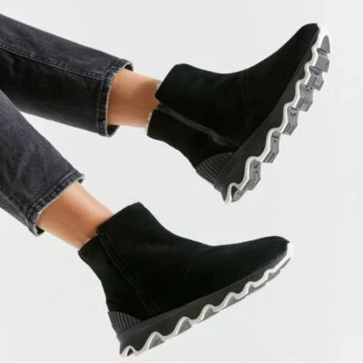 Sorel Kinetic Botas Talla 9 Cuero Gamuza Botines Negro Cuñas Cremallera Invierno Foto 1 de 4