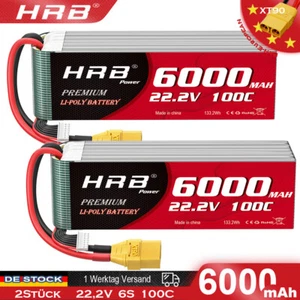 2Stück HRB 6S 22.2V 6000mAh Lipo Akku XT90 für RC Hubschrauber Flugzeug Quad - Bild 1 von 7