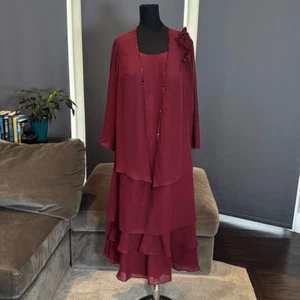 Women’s Mother of the Bride Formal Chiffon Dress ZipBack Matching Jacket Size 20 - Picture 1 of 11