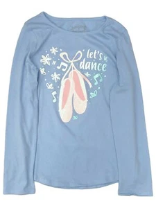 Jumping Beans Girls Long Blue Sparkle Let's Dance Ballet Tee Shirt T-Shirt 7 - Picture 1 of 1