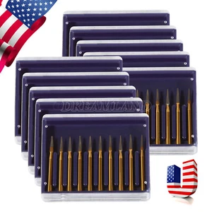 100Pcs Dental Tungsten Carbide Trimming & Finishing Burs Drill Flame FG7901 - Picture 1 of 11