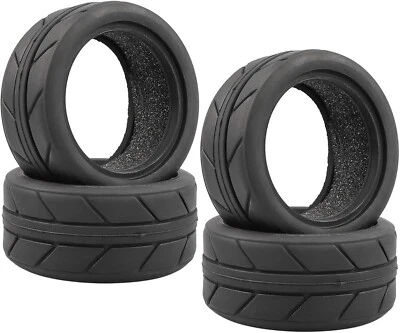 4pcs Soft Rubber Tires Set With Foam for 1/10 RC On Road Cars Width 28mm/26mm - Image 1 of 4
