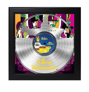 Beatles Yellow Submarine Laser Cut Silver Record With Poster Art Shadowbox C3 - Picture 1 of 1