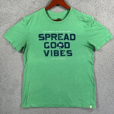 Life Is Good Women’s M Green Classic Fit Notre Dame Irish Spread Good Vibes Tee - Image 1 of 4