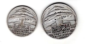 Liban LEBANON 25 & 50 PIASTRES 1929 PROTECTORAT Français FRENCH ARGENT SILVER - Picture 1 of 2