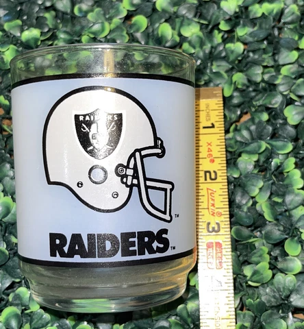 NFL Raiders Mobil Vintage Glass Tumbler Libby Glassware 80s Football California Cover