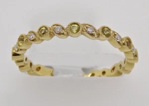 18k YELLOW GOLD DIAMONDS AND YELLOW SAPPHIRES STACKABLE ANNIVERSARY BAND #600 - Picture 1 of 5