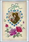 W8C52/ junge Frau schöne Blumen Prägedruck AK 1911