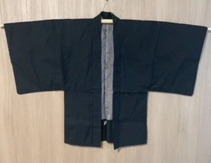 Japanese beautiful Haori Kimono yukata Black Used Height34.64inch Width24.01inch - Imagen 1 de 8