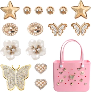Butterfly Pearl Flower Charms for Bogg Bag Accessories (15 Pcs) - Picture 1 of 6