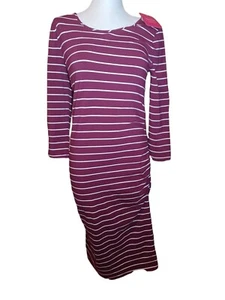 Isabel Striped Burgundy Long Sleeve Maternity Dress Size XXL NWT - Picture 1 of 7