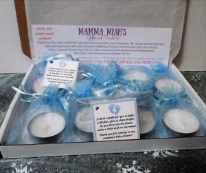 BABY SHOWER SCENTED CANDLE FAVOURS X10 BOY BLUE GIFT BOX  - personalised option - Picture 1 of 10