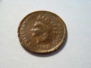 1868 F/VF *Key Date* Indian Head Cent, Split Planchet before Strike Error Coin - Picture 1 of 3