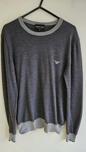 Maglione uomo girocollo Emporio Armani lana vergine grigio colorblock taglia small - Foto 1 di 11