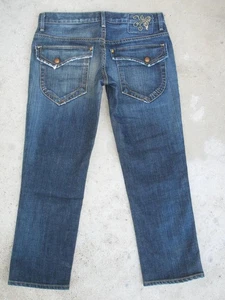 GoldSign Slim Straight Flap Crops Women Size 25 Blue Distressed + Stretch L23.75 - Picture 1 of 10