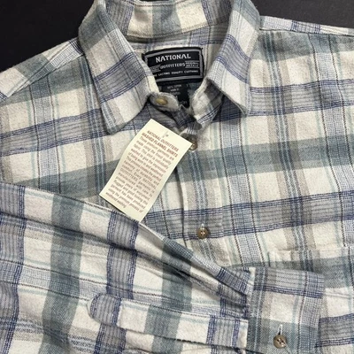 NUEVA Camisa de Franela National Outfitters Adulto Hombre’s M Mediana 100% Algodón Azul Foto 1 de 4