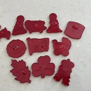 Vintage HRM Cookie Cutters Lot of 11 - 1940's Red Plastic Nativity Flag Cowboy + - Picture 1 of 11